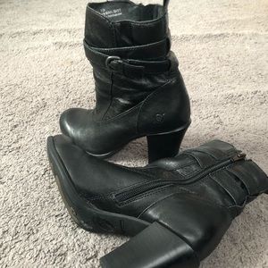 Born black leather boots